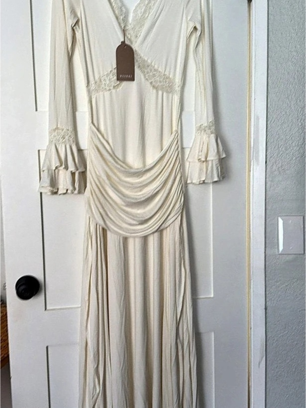 Meshki Electra Slinky Lace Maxi Dress White Medium